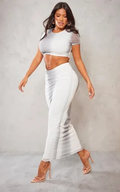 Shape Grey Mesh Cropped T-Shirt