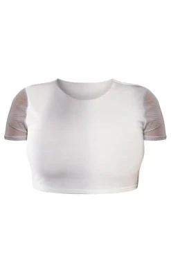 Shape Grey Mesh Cropped T-Shirt
