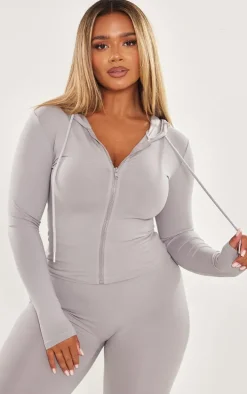 Shape Grey Sculpted Zip Through Hoodie