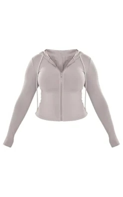 Shape Grey Sculpted Zip Through Hoodie