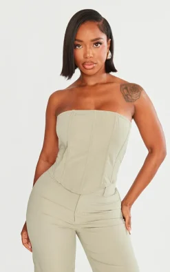 Shape Grey Woven Lace Up Back Corset