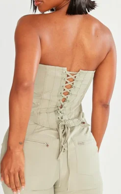 Shape Grey Woven Lace Up Back Corset