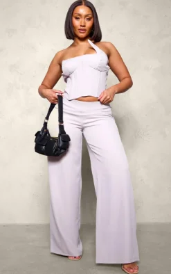 Shape Grey Woven Low Rise Wide Leg Pants