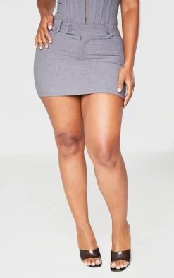 Shape Grey Woven Micro Mini Skirt