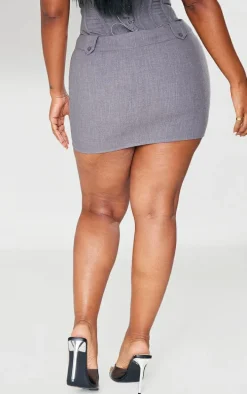 Shape Grey Woven Micro Mini Skirt