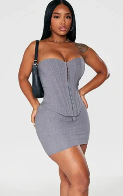 Shape Grey Woven Micro Mini Skirt