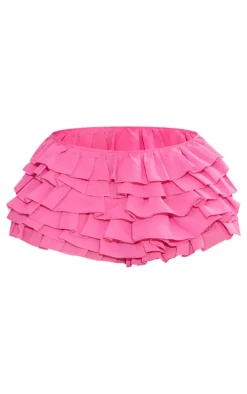 Shape Hot Pink Chiffon Ruffle Low Rise Hot Pants
