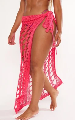 Shape Hot Pink Chunky Knit Split Midiaxi Skirt