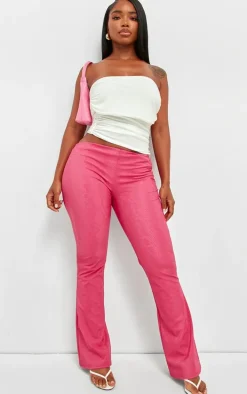 Shape Hot Pink Croc Print Faux Leather Straight Leg Pants