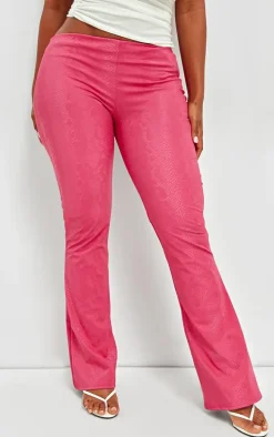 Shape Hot Pink Croc Print Faux Leather Straight Leg Pants