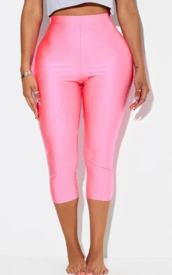 Shape Hot Pink Disco Slinky Capri Leggings