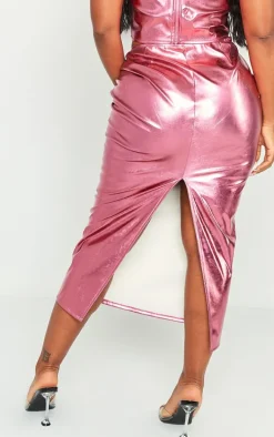 Shape Hot Pink Metallic Maxi Skirt