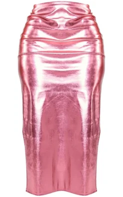 Shape Hot Pink Metallic Maxi Skirt