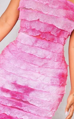 Shape Hot Pink Ombre Frill Edge Bandeau Maxi Dress