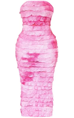 Shape Hot Pink Ombre Frill Edge Bandeau Maxi Dress
