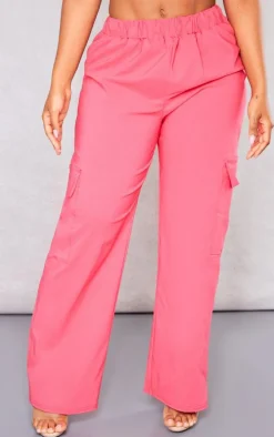 Shape Hot Pink Stretch Woven Pocket Detail Wide Leg Pants