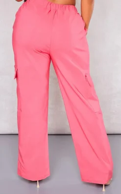 Shape Hot Pink Stretch Woven Pocket Detail Wide Leg Pants
