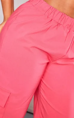 Shape Hot Pink Stretch Woven Pocket Detail Wide Leg Pants