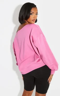 Shape Hot Pink Sweat Raw Edge Slouch Sweatshirt