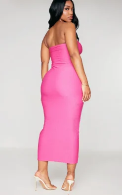 Shape Hot Pink Textured Bandeau Midaxi Dress