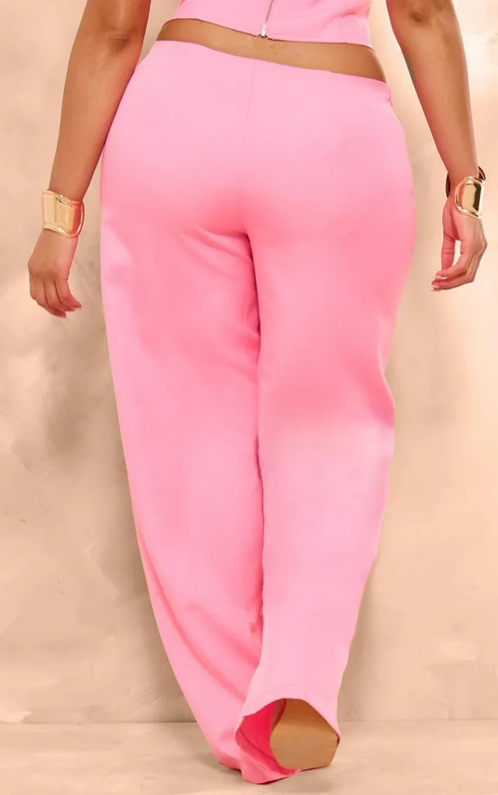 Shape Hot Pink Woven Low Rise Wide Leg Pants