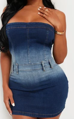 Shape Indigo Blue Wash Denim Bandeau Dress