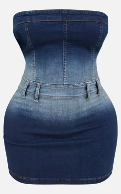 Shape Indigo Blue Wash Denim Bandeau Dress