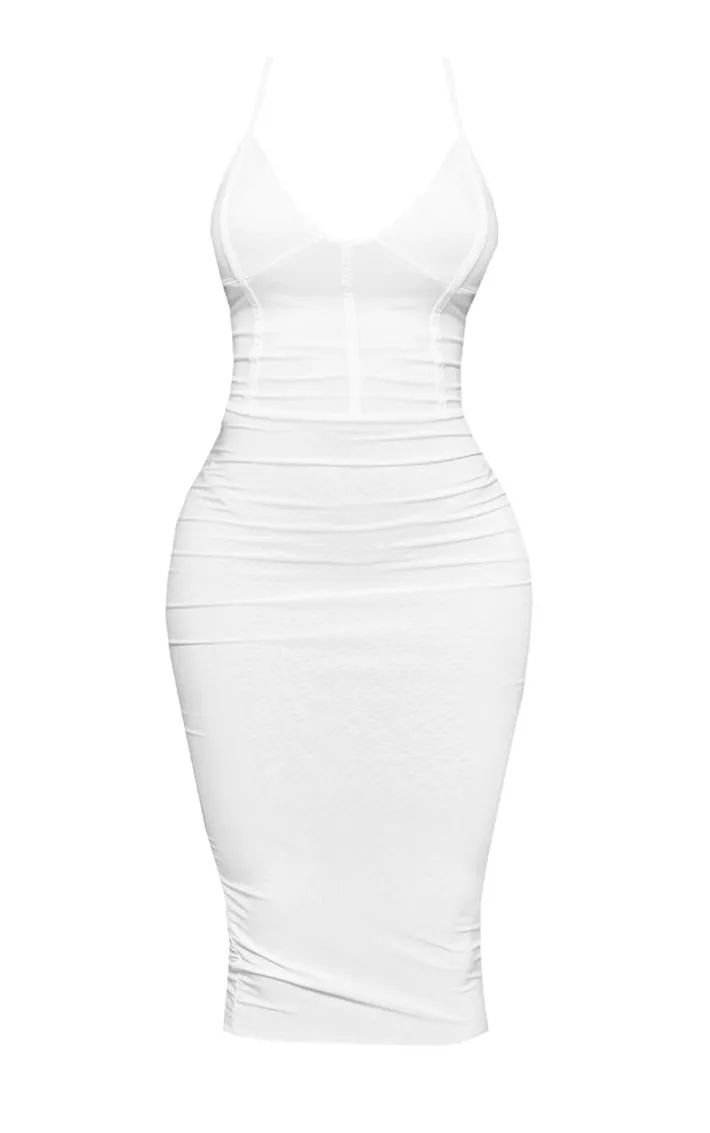 Shape Ivory Slinky Panelled Midi Dress
