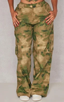 Shape Khaki Camo Pocket Detail Wide Leg Pants