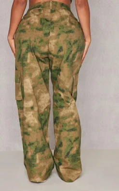Shape Khaki Camo Pocket Detail Wide Leg Pants