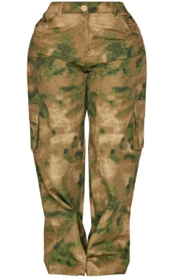 Shape Khaki Camo Pocket Detail Wide Leg Pants