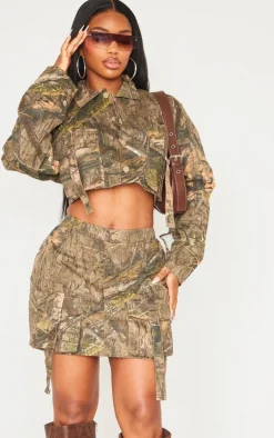 Shape Khaki Camo Printed Cropped Jacket