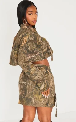 Shape Khaki Camo Printed Cropped Jacket