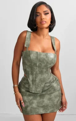 Shape Khaki Faux Leather Corset