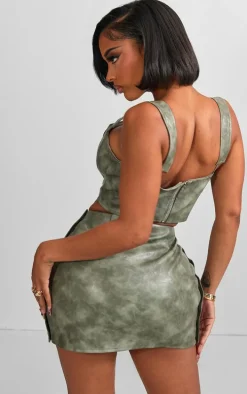 Shape Khaki Faux Leather Corset