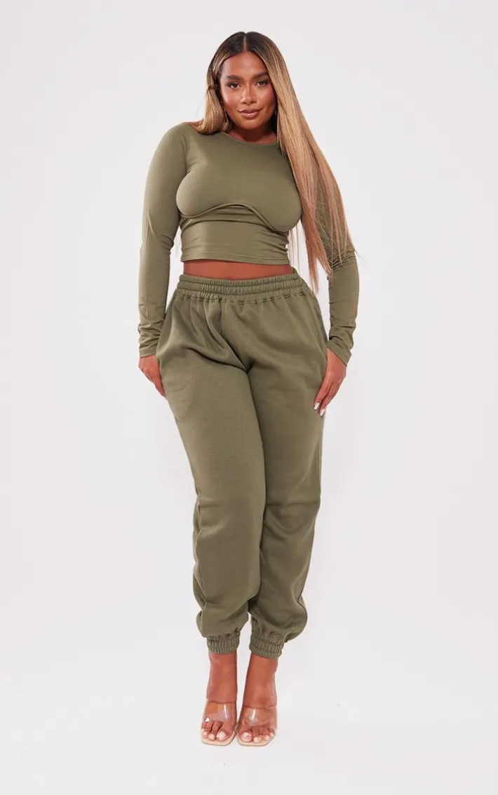 Shape Khaki High Waisted Cuffed Sweatpants