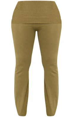 Shape Khaki Knit High Waist Foldover Waist Leggings