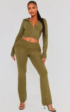 Shape Khaki Knit Zip Through Jacket