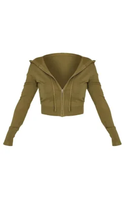 Shape Khaki Knit Zip Through Jacket