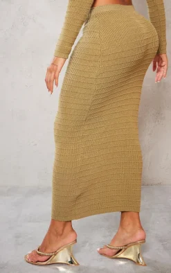 Shape Khaki Panelled Knit Midaxi Skirt