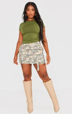 Shape Khaki Pixel Camo Printed Pocket Mini Skirt