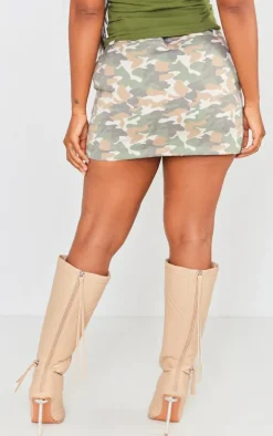 Shape Khaki Pixel Camo Printed Pocket Mini Skirt