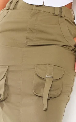 Shape Khaki Pocket Detail Cargo Midaxi Skirt