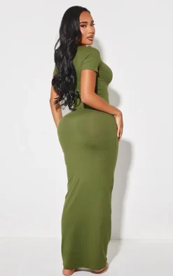 Shape Khaki Sculpted Short Sleeve Maxi Dress