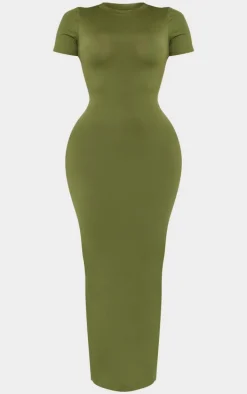 Shape Khaki Sculpted Short Sleeve Maxi Dress