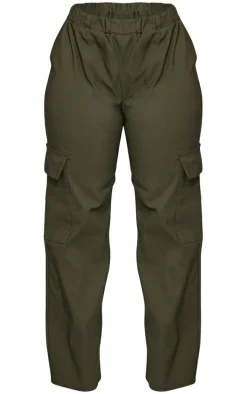 Shape Khaki Stretch Woven Pocket Detail Wide Leg Pants