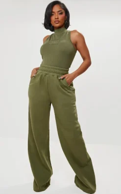 Shape Khaki Sweat High Waist Wide Leg Sweatpants