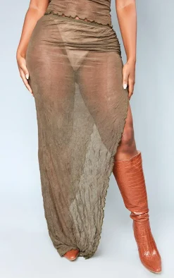 Shape Khaki Textured Jersey Maxi Skirt