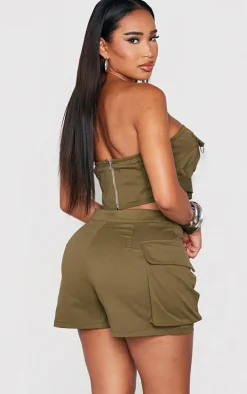 Shape Khaki Twill Buckle Detail Cargo Bandeau