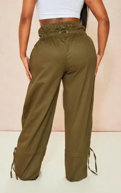Shape Khaki Twill Cut Out Wide Leg Pants